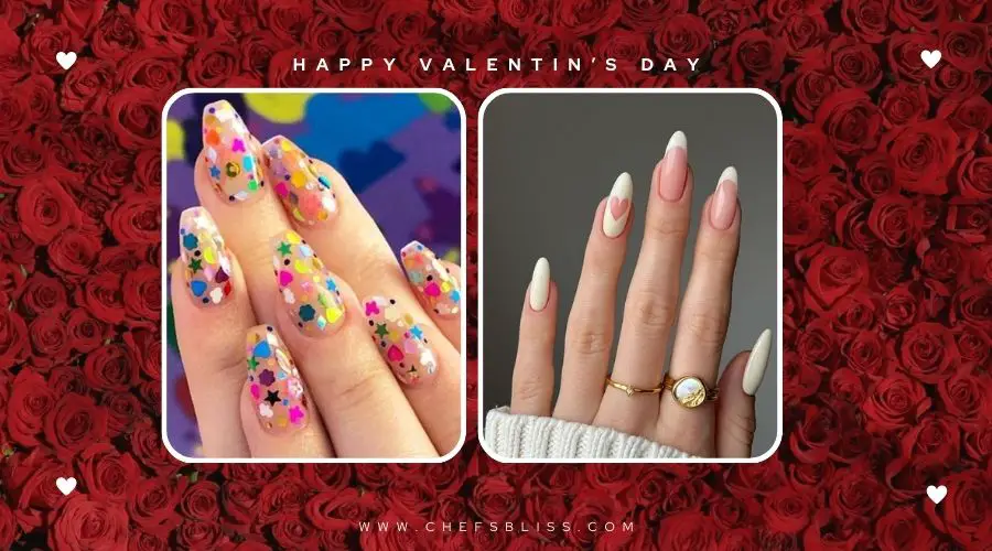 valentine’s day romantic confetti nail ideas