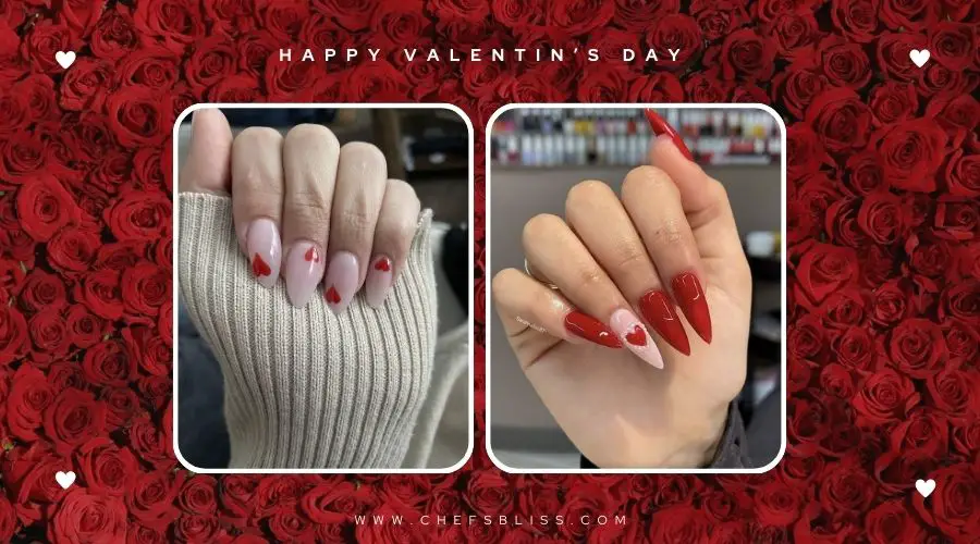 valentine’s day romantic floral heart nail ideas