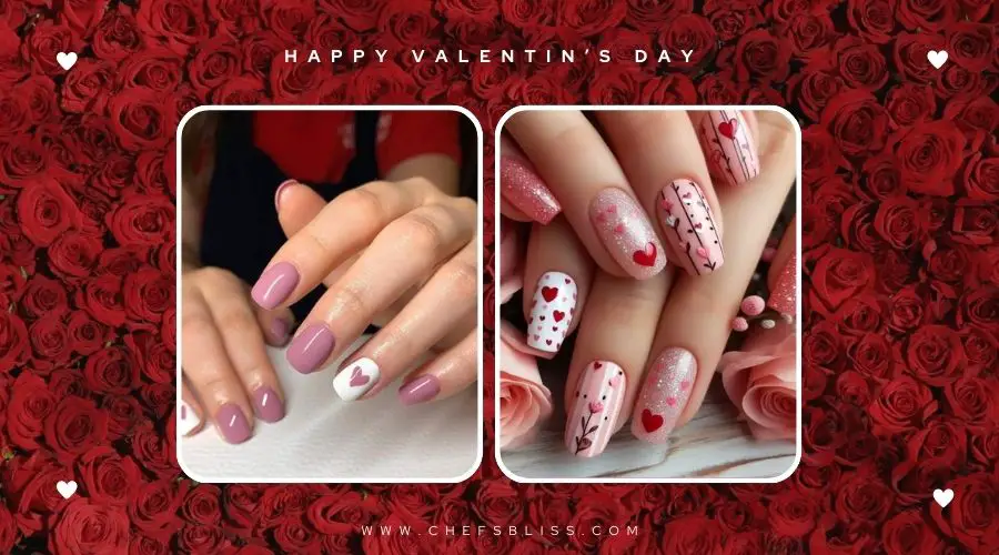 valentine’s day romantic heart petal nail ideas