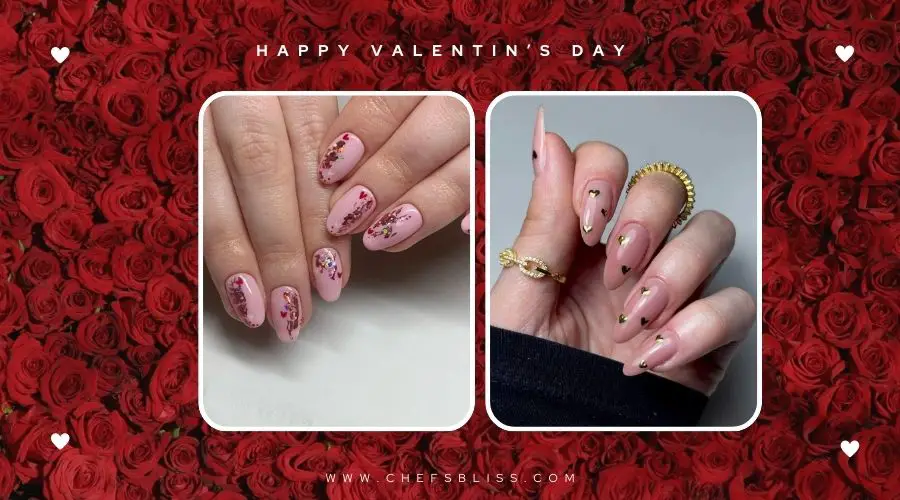 valentine’s day soft metallic heart nail ideas