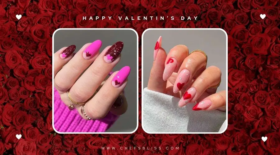 valentine’s day sparkle accent nail ideas