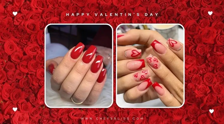 valentine’s day square nail ideas