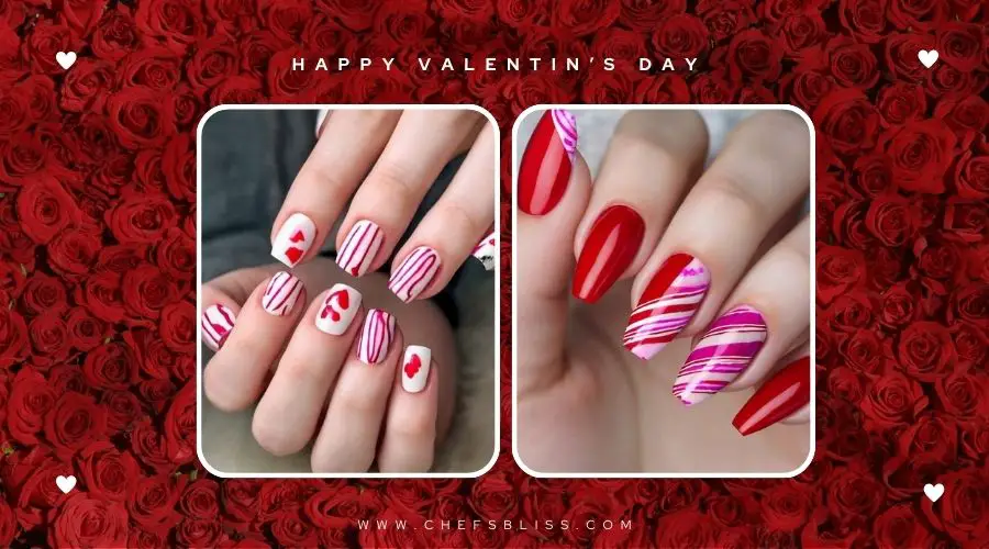 valentine’s day striped nail ideas