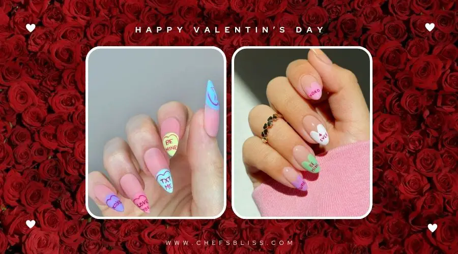 valentine’s day sweetheart candy nail ideas