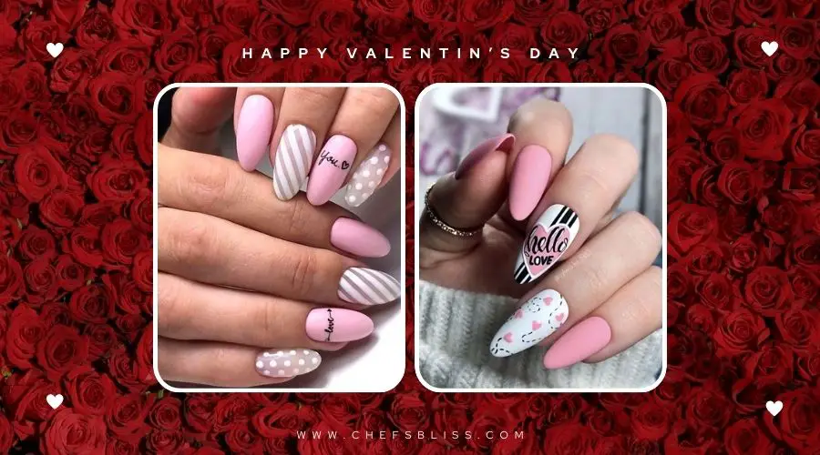 valentine’s day sweetheart message nail ideas