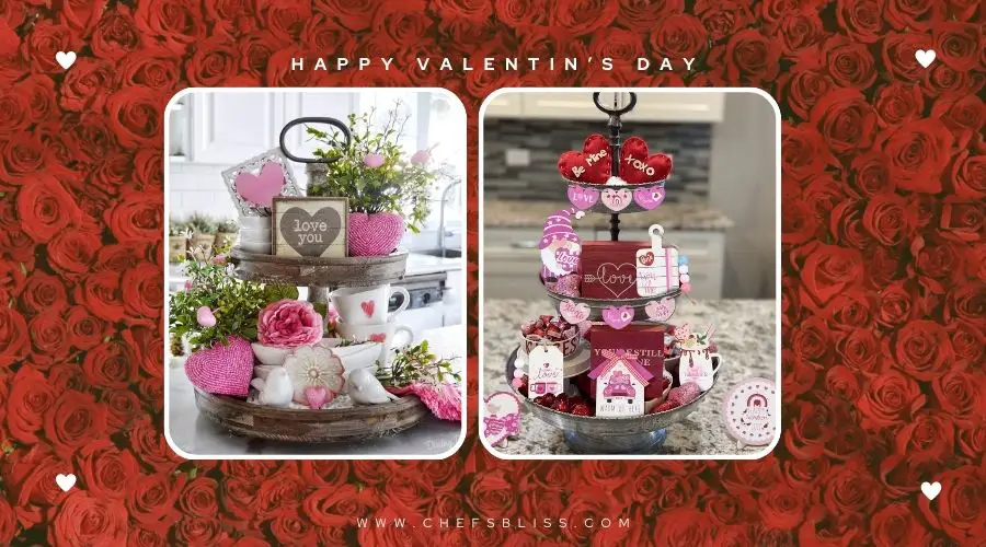 valentine’s day tiered tray decor ideas