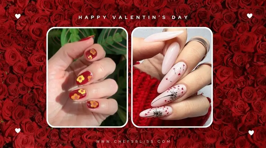 valentine’s day vintage floral nail ideas