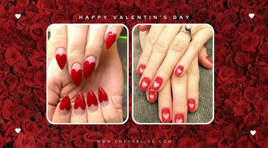 valentine’s day vintage heart nail ideas