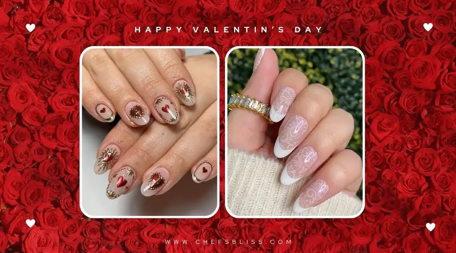 valentine’s day vintage lace nail design ideas