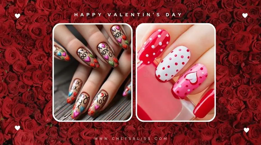 valentine’s day whimsical love petal nail ideas