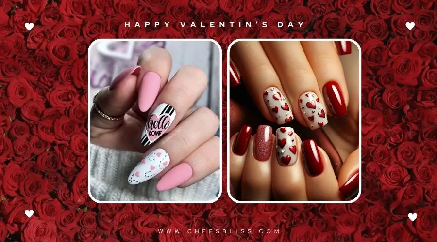 valentine’s day whimsical love story nail ideas