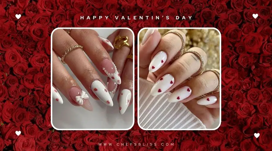 valentine’s day white nail ideas